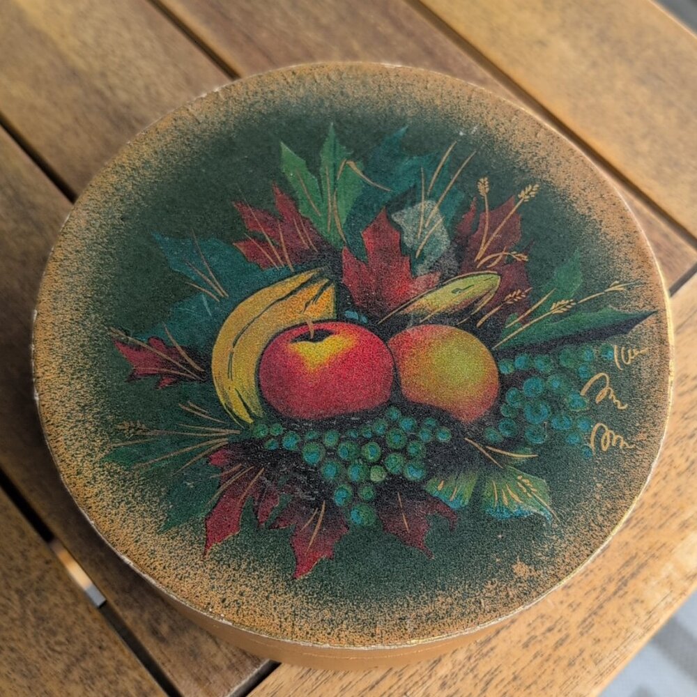 Enesco Vintage Round Box, Storage, Midcentury Modern